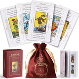 Best Beginners Tarot Cards with Guide + Meanings & Red Velvet Bag